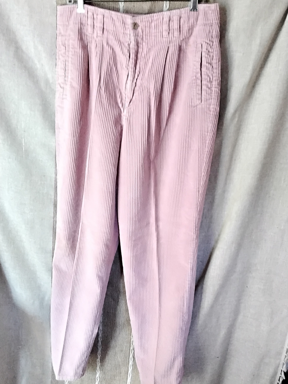 Dusty Rose Corduroy Pants - Classic Pleated Front